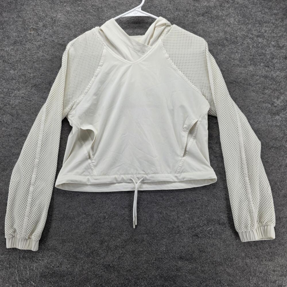 Lululemon Hoodie Womens M White Pullover Hooded Mesh Drawstring Pockets
